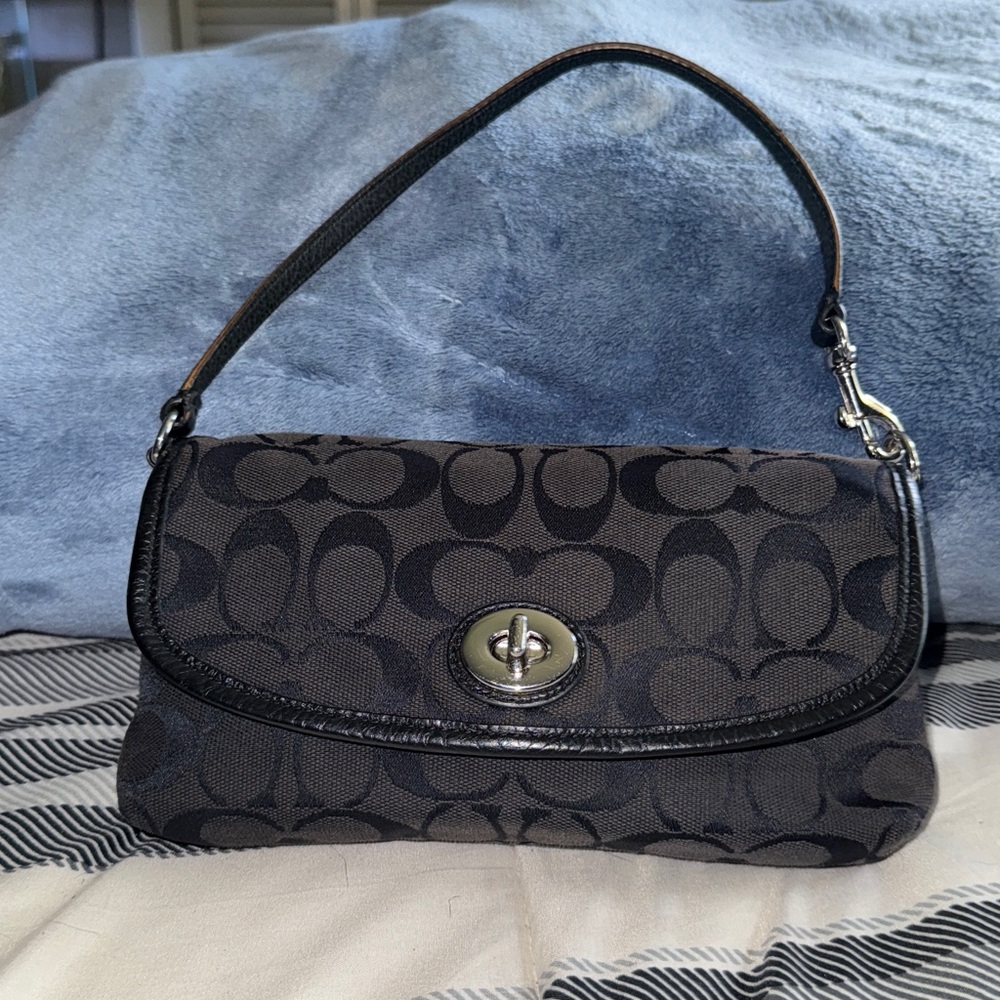 Coach Black and Gray Signature Wristlet